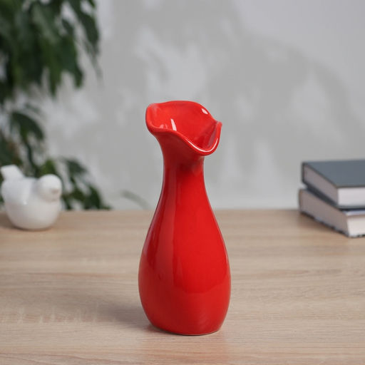 Ваза для цветов «Тьяго», грация, d=7.5×5.5 см, d отверстия 2.5 см, h=16.5 см, керамика, красная