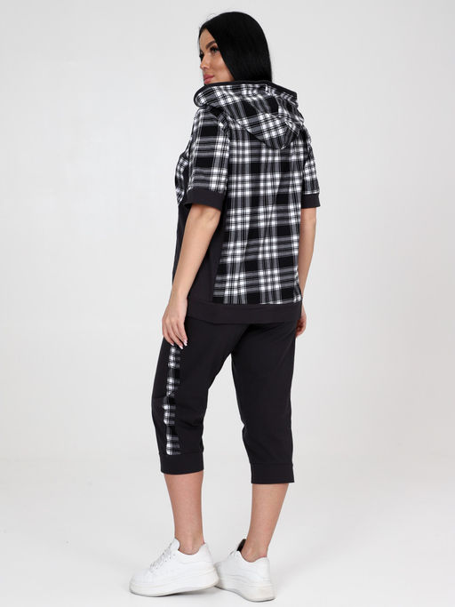 269 ДОМАШНИЙ КОСТЮМ (бриджи) (Графит/чёрно-белая клетка) - А-дина фото 5