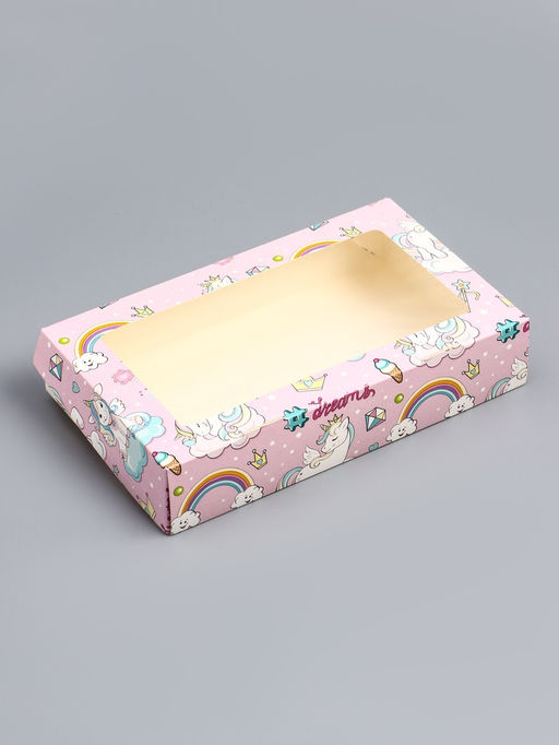 Цена за 20 шт. Коробка подарочная складная «Единороги» 20×12×4 см