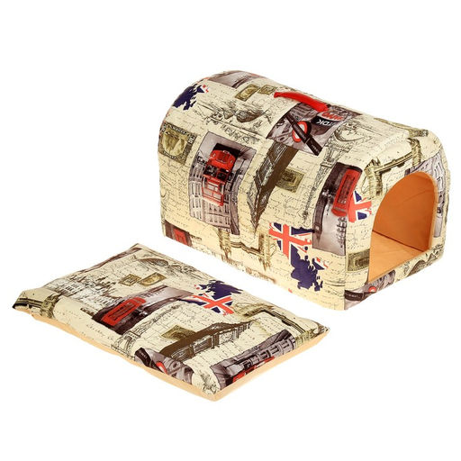 Домик-тоннель с ручкой, 58 х 36 х 36 см, мебельная ткань, микс расцветок - Пижон фото 2