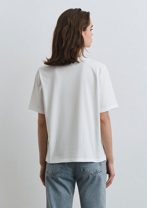 Napoli Bask?l? Beyaz Tisort - Mavi фото 4