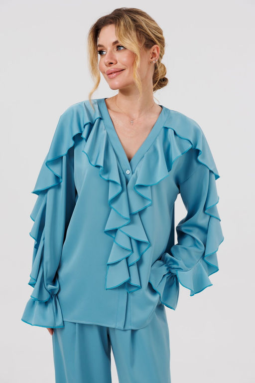 Блуза AmberA 1123 голубой  фото 4