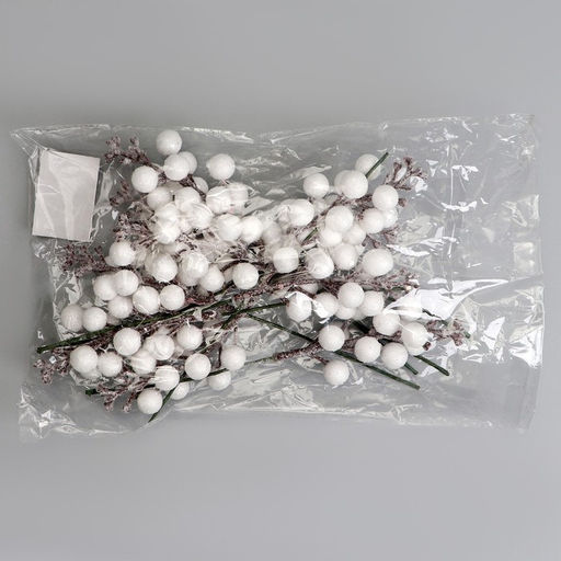 Цена за 10 шт. Ягоды для декора, белые, 4.5×4.5×20 см