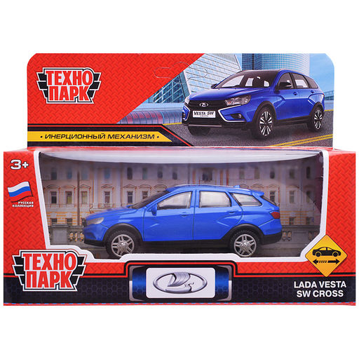 Машина металл Lada Vesta SW Cross 10,5 см, инерц, синий