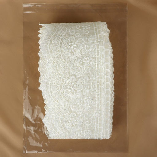 Кружево на сетке, 90 мм, 11±1 м, белое