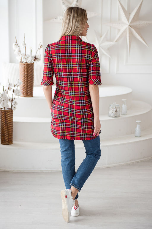 Туника женская из кулирки Ария красная клетка - Амадэль фото 8