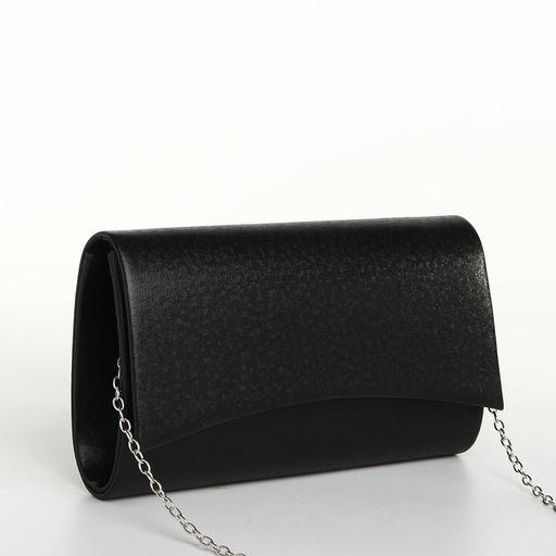 Сумка-клатч женская вечерняя на магните, на цепочке, мерцающая, чёрная