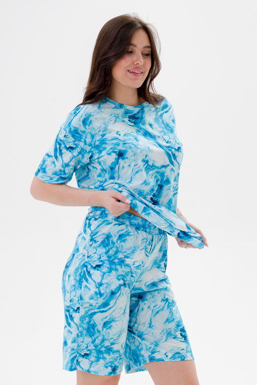 Шорты из кулирки унисекс дым бирюза