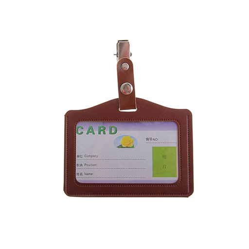 Цена за 50 шт. Бейдж - карман, кожзам, горизонтальный, внешний размер 105×80 мм, внутренний размер 85×50 мм, с зажимом, на кнопке