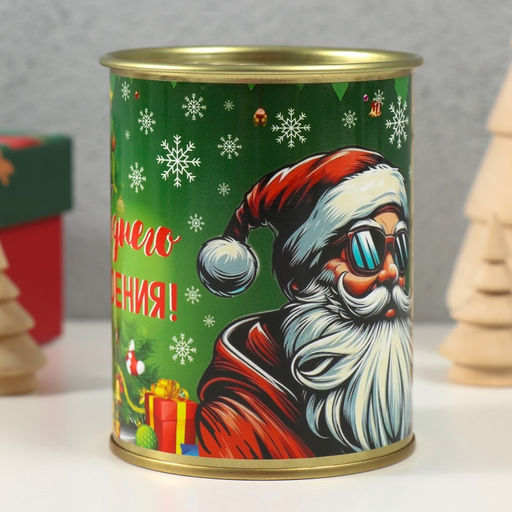 Носки новогодние мужские в банке «Новогоднего настроения», чёрные