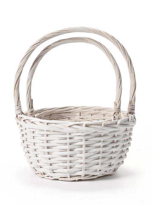 Корзина плетёная для хранения Havu, с ручкой, лоза, белая, набор 2 шт.