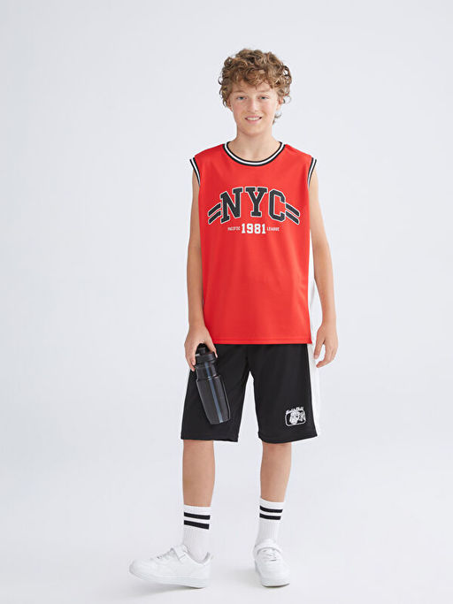Bisiklet Yaka NYC Bask?l? Erkek ?ocuk Atlet
