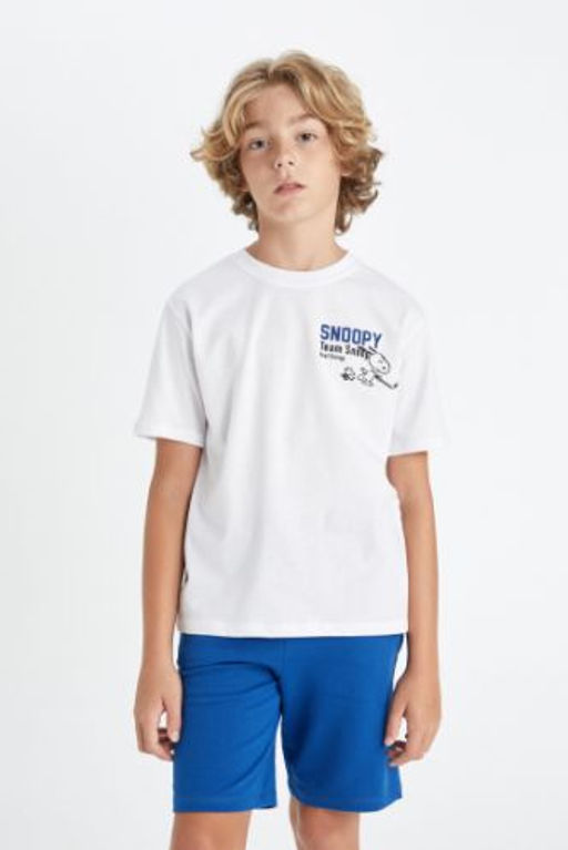 Erkek Cocuk Snoopy Bisiklet Yaka K?sa Kollu Tisort