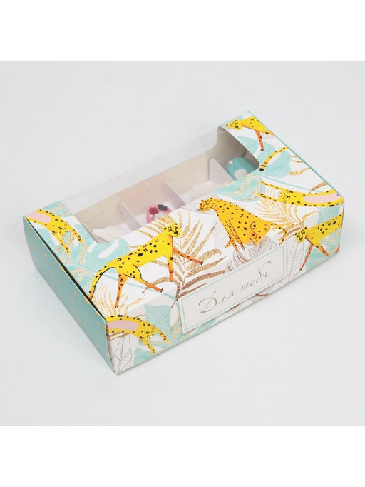 Цена за 5 шт. Коробка для эклеров, кондитерская упаковка, 5 вкладышей, «Для тебя», 25.2×15×7 см