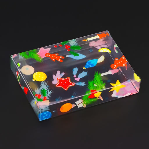 Цена за 5 шт. Коробка подарочная новогодняя складная ПВХ Новогоднее настроение 11?8?2 см