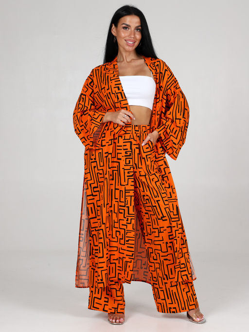 Мика ЖЕНСКОЕ КИМОНО ДВОЙКА (Оранжевый) - А-дина фото 2