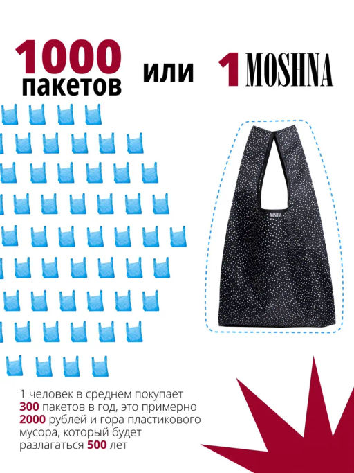 Мод.3, Сумка-майка Принт (SM3pr). Мелкий горох черно-белый НОВИНКА!!! - Moshna фото 9