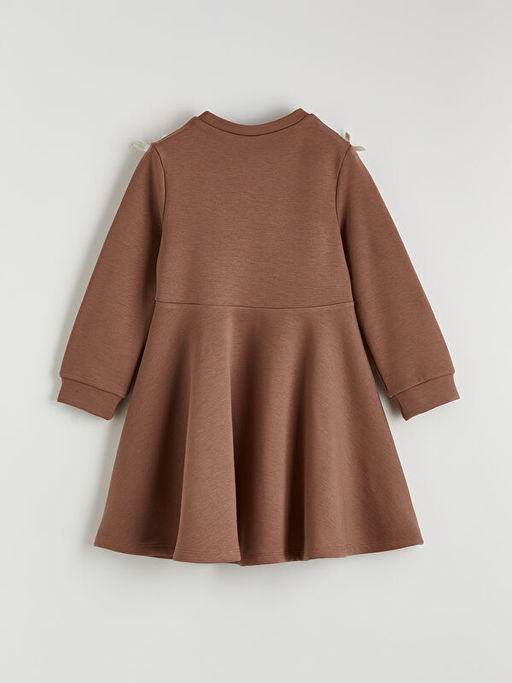 Bisiklet Yaka Bask?l? K?z ?ocuk Elbise