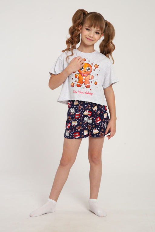 Пижама для девочки ПД-019-073 Кот Новый год