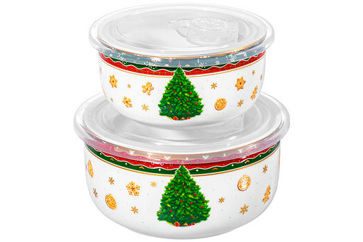 Набор 2 салатников 1 л 16*16*8,5 см + 500 мл 13,5*13,5*6,5 см Новогодняя ёлка NEW BONE CHINA - Elan gallery фото 6