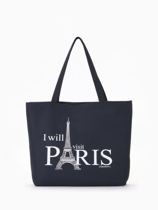 Сумка текстильная шопер на молнии с подкладкой, 42×9×32 см, с рисунком, чёрная/белая