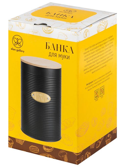 Банка для муки 2,3 л 12,5*12,5*20,5 см Черная - Elan gallery фото 7