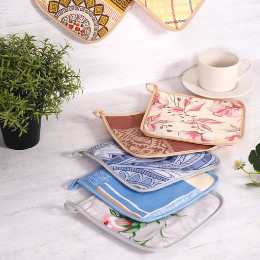 Цена за 5 шт. Прихватка 18×18 см, бязь 140 г/м², 100% хлопок, МИКС