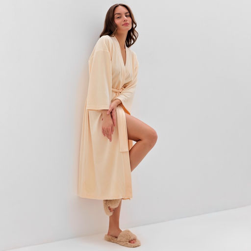 Халат домашний женский KAFTAN Plushy, размер 52-54, молочный