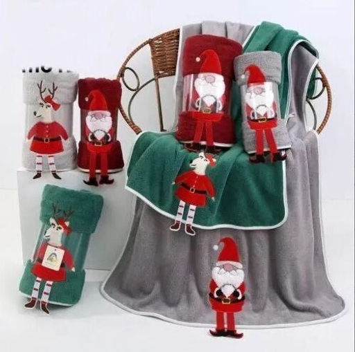 Полотенце из микрофибры Новогодние герои с атласной каймой 35*75 см. - Лен поволжья фото 2