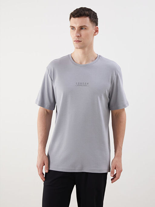 Bisiklet Yaka Bask?l? Erkek Ti??rt