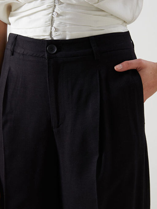 Loose Fit Keten Kar???ml? Kad?n Pantolon