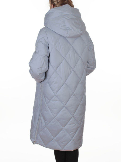 8388 GRAY/LT. BLUE Пальто стеганное зимнее женское оверсайз (200 гр. холлофайбер)