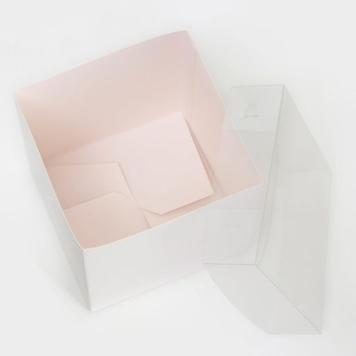 Цена за 5 шт. Коробка для цветов с PVC крышкой, 12×12×12 см, белая