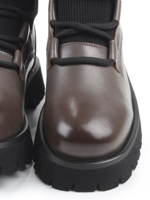 01-XKL21-196R GRAY/BROWN Ботинки демисезонные женские (натуральная кожа, байка)