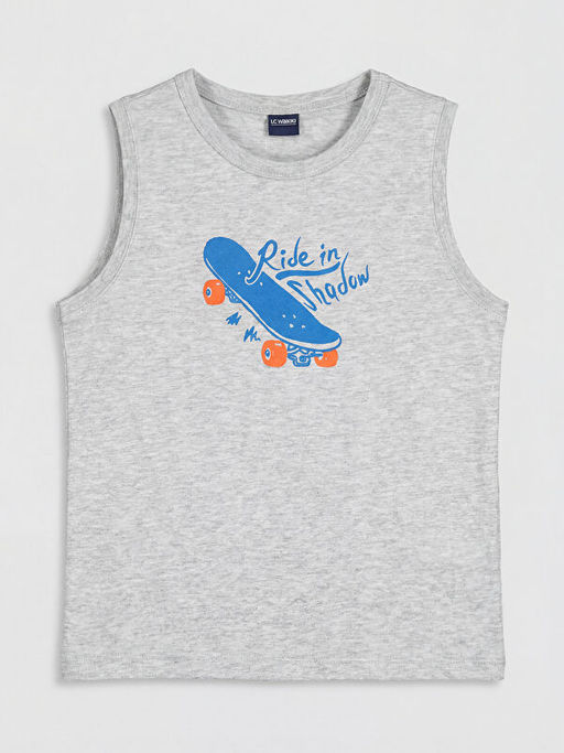 Bisiklet Yaka Bask?l? Erkek ?ocuk Atlet