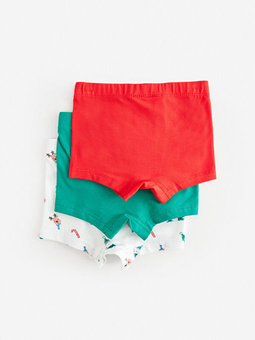Beli Lastikli Bask?l? Erkek Bebek Boxer 3l? - Waikiki фото 2