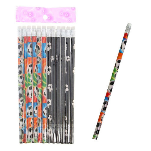 Цена за 12 шт. Карандаш чернографитный с ластиком Calligrata «Футбол», твёрдость НВ, МИКС