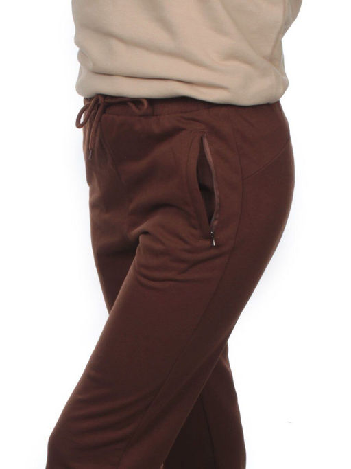 NOE103 BROWN/BEIGE Костюм спортивный женский (хлопок 90%, полиэстер 10%) - Fashion фото 5