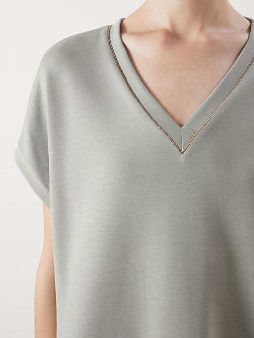 V Yaka Oversize Kad?n Ti??rt