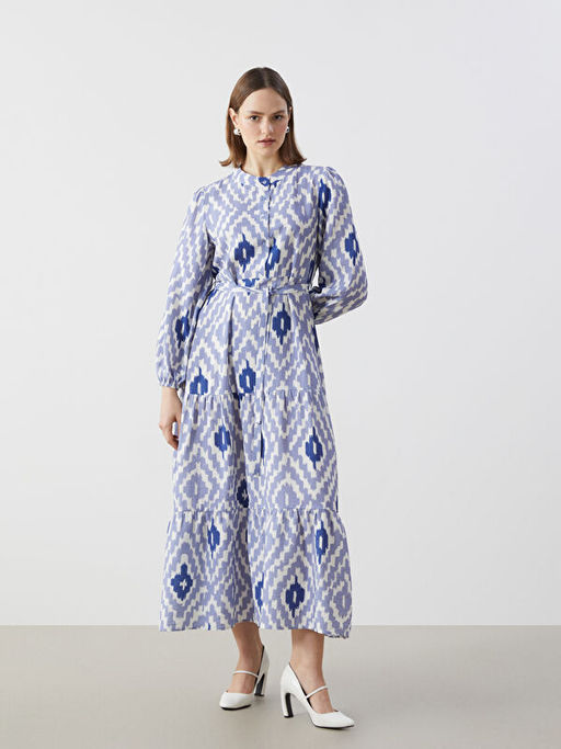 Hakim Yaka Desenli Elbise