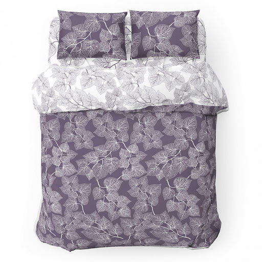 Постельное белье, комплект 1,5 спальный "Веточки", 4 предмета: пододеяльник на пуговицах 145х215см, простыня 150х220см, 2 наволочки 70х70см, поплин 115г/м2, хлопок 100%, упаковка "классическая" ПВХ 32х41см, "Домашняя мода" (Россия)