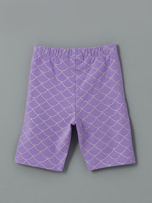 Beli Lastikli Bask?l? K?z ?ocuk K?sa Tayt