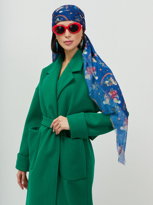 Большой, красивый двусторонний платок с рисунком в стиле арт-декои необычной текстурой ткани - Tantino фото 12