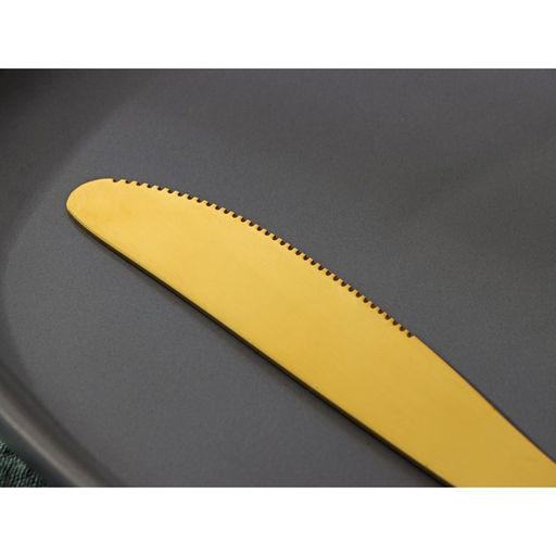 Ножи столовые Доляна Голд, длина 22 см, набор 6 шт., нержавеющая сталь, золотистые фото 4