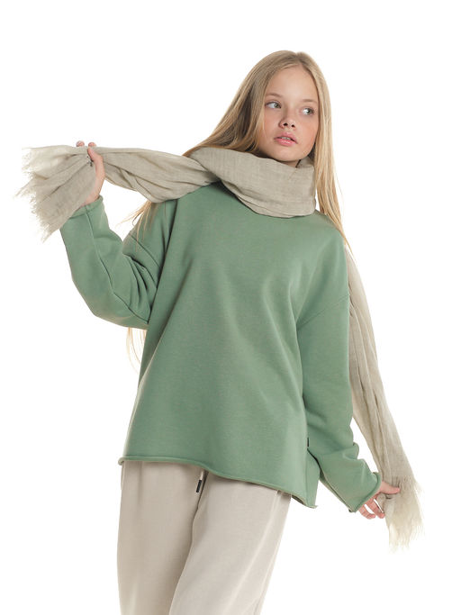 Толстовка с необработанными краями 22-2016 фисташковый - Mini maxi фото 5