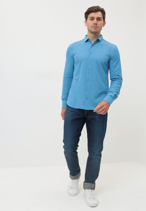 Батник мужской трикотажный GREG G143-ML (лазурь)  фото 5