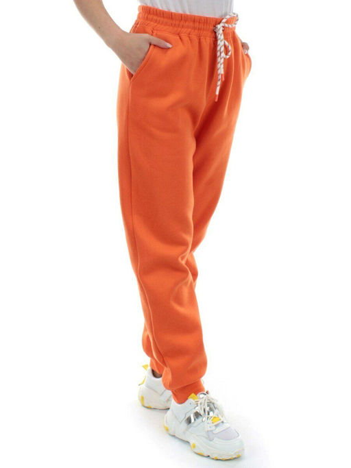 M053 ORANGE Брюки спортивные женские на флисе (100% хлопок) 7986