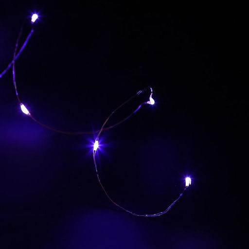 Гирлянда Нить 5 м роса, IP20, серебристая нить, 50 LED, батарейки CR2032?2 (в комплекте), свечение фиолетовое - Luazon lighting фото 5