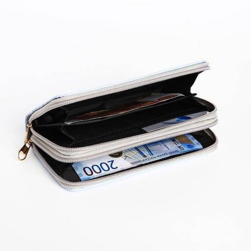 Кошелёк на молниях, цвет сиренево-голубой - Simaland фото 4