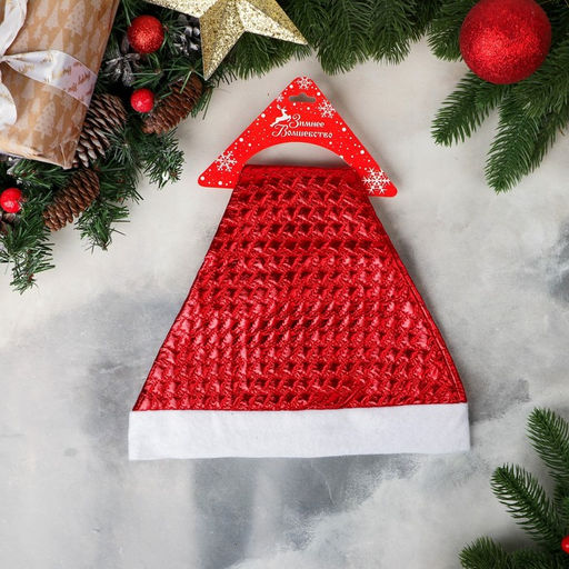 Колпак новогодний Текстура 27х33 см, красный - Зимнее волшебство фото 2